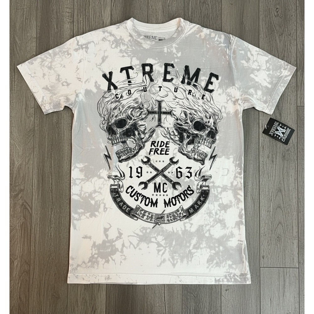 NWT Men's M Xtreme Couture Affliction Mens Blazing Roadway Skull Graphic Tee